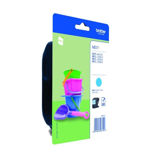 Brother LC-221CBP Ink cartridge cyan Blister, 260 pages ISO/IEC 24711 for Brother DCP-J 562