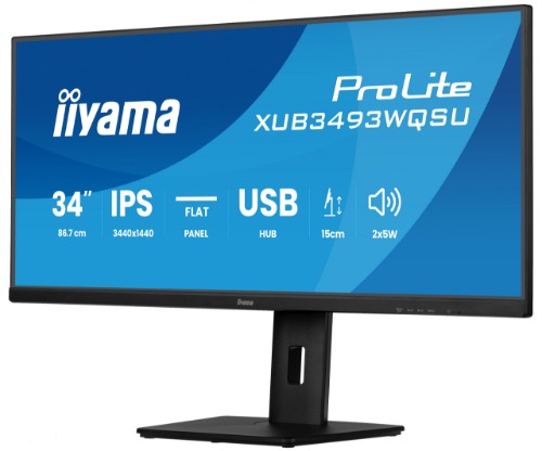 iiyama ProLite 34” IPS ultra-wide flat screen with PiP, PBP and height adjustable stand