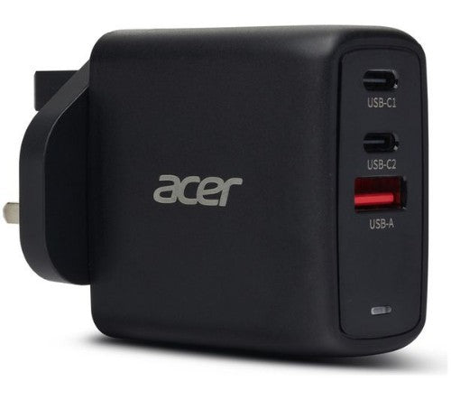 Acer 67W PD Charger, USB Port: 2C+1A, UK Plug, 100W USB-C Cable, Black