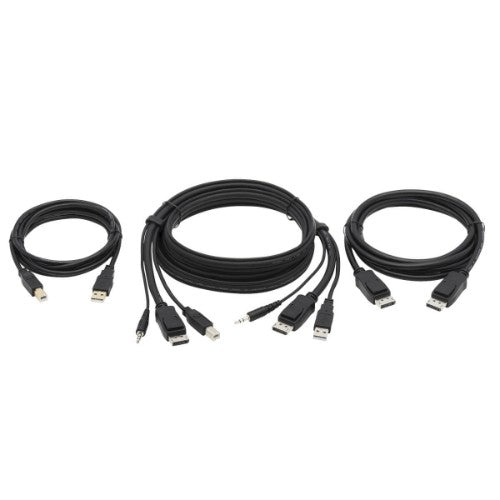 Tripp Lite DisplayPort KVM Cable Kit - DP, USB, 3.5 mm Audio (3xM/3xM) + USB (M/M) + DP (M/M), 4K, 6 ft. (1.83 m), Black