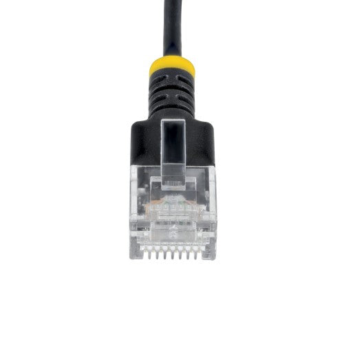 StarTech.com 80cm Black Ultra Slim Cat6A Ethernet Cable, UTP, Pure Bare Copper Wire, 34AWG Slim RJ45 Network Patch Cord, Individually Tested