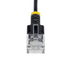 StarTech.com 30cm Black Ultra Slim Cat6A Ethernet Cable, UTP, Pure Bare Copper Wire, 34AWG Slim RJ45 Network Patch Cord, Individually Tested