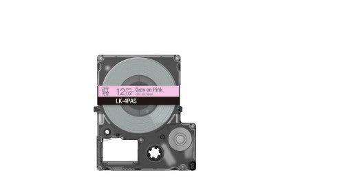 Epson C53S672103/LK-4PAS DirectLabel-etikettes gray on pink 12mm x 8m for Epson LabelWorks LW-C 410/610
