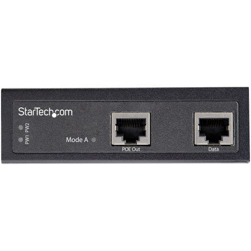 StarTech.com Industrial Gigabit Ethernet PoE Injector - 30W 802.3at PoE+ Midspan 48V-56VDC DIN Rail Power Over Ethernet Injector Adapter - -40C to +75C Cameras/Sensors/WiFi Access