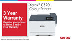 Xerox C320 A4 33ppm Wireless Duplex Printer PS3 PCL5e/6 2 Trays Total 251 Sheets