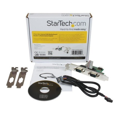 StarTech.com 24in Internal USB Motherboard Header to 2 Port Serial RS232 Adapter - TAA