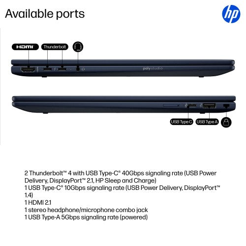 HP EliteBook X Flip G1i Next Gen AI PC Copilot+ PC Intel Core Ultra 7 256V Hybrid (2-in-1) 35.6 cm (14") Touchscreen WUXGA 16 GB LPDDR5x-SDRAM 512 GB SSD Wi-Fi 7 (802.11be) Windows 11 Pro Blue