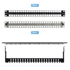 StarTech.com 48 Port 1U Blank Keystone Patch Panel with Cable Management Bar, Rackmount Cat6 Patch Panel for RJ45 STP Ethernet Network Jacks