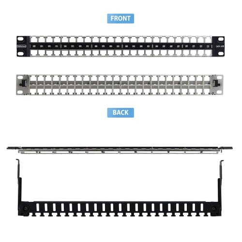 StarTech.com 48 Port 1U Blank Keystone Patch Panel with Cable Management Bar, Rackmount Cat6 Patch Panel for RJ45 STP Ethernet Network Jacks