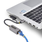StarTech.com USB-C to Ethernet Adapter with USB-A Dongle, 10/100/1000Mbps, USB 3.0 to Gigabit Ethernet Network Adapter, 6in/15cm Attached Cable, USB GbE Adapter