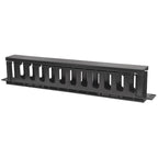 Intellinet 19" Cable Management Panel, 19" Rackmount Cable Manager, 1U, with Cover, Black
