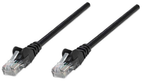 Intellinet Network Patch Cable, Cat5e, 0.5m, Black, CCA, U/UTP, PVC, RJ45, Gold Plated Contacts, Snagless, Booted, Lifetime Warranty