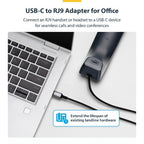 StarTech.com USB-C to RJ9 Adapter for Office Phone Handset or Wired/Wireless Headset, Use Existing Landline Hardware, 6ft/1.8m, For Laptop/Desktop Computer/Mobile