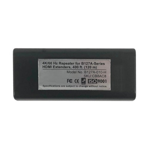 Tripp Lite B127A-010-H Signal Repeater for B127A Extenders, Over Cat6, 4K 60Hz, HDR, 4:4:4, PoC, HDCP 2.2, 400 ft., TAA