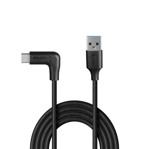 Lindy 1m USB 3.2 Type-A to Right-Angled USB-C Cable, 10Gbps