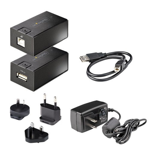 StarTech.com 150m (492ft) USB 2.0 Extender over Cat5e/Cat6 Ethernet Cable, Externally Powered USB Extender via RJ45/Network Cable, USB Over Ethernet Cable Extender/Adapter - TAA