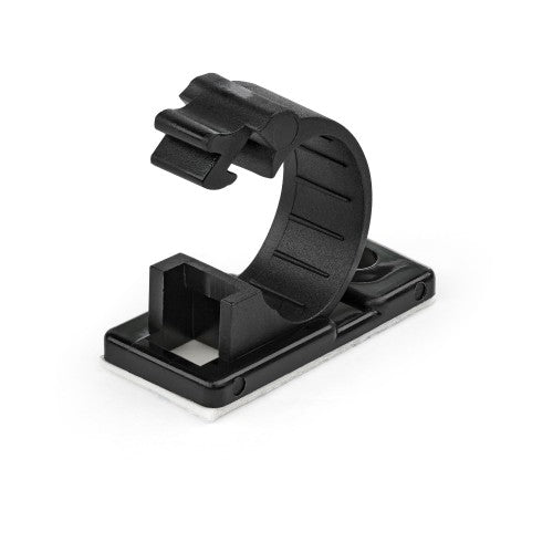 StarTech.com 100 Adhesive Cable Management Clips Black - Network/Ethernet/Office Desk/Computer Cord Organizer - Sticky Cable/Wire Holders - Nylon Self Adhesive Clamp UL/94V-2 Fire Rated - TAA