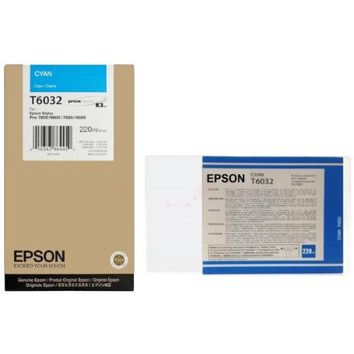 Epson C13T603200/T6032 Ink cartridge cyan 220ml for Epson Stylus Pro 7800/7880