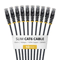 StarTech.com 50cm Black Slim CAT6 Cable, 10 Pack, Snagless, 100W PoE, UTP, LSZH, 28AWG Pure Bare Copper Wire, Slim RJ45 Network Patch Cord w/Strain Reliefs, Individually Tested