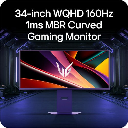 LG UltraGear™ G6 34G600A-B - 34-inch 160Hz WQHD Curved Gaming Monitor | 34-inch WQHD display / AMD FreeSync™ Premium