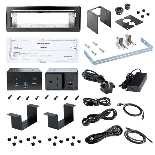 StarTech.com Conference Room Docking Station with Power/Charging; Table Connectivity Box, Universal USB-C Laptop Dock, 60W PD, 4K HDMI, USB Hub, Audio, 1x AC Outlet, 2xUSB Charge Ports