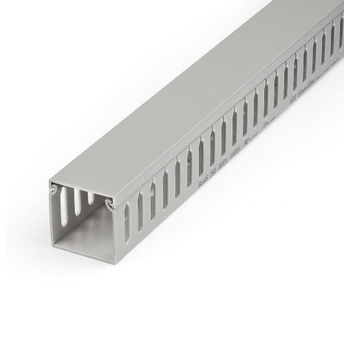 StarTech.com Open Slot Cable Management Raceway with Cover, 2"(50mm)W x 2"(50mm)H - 6.5ft(2m) length - 1/4"(8mm) Slots, PVC Network Cable Hider/Wall Wire Duct, Max 80 Cables, UL Listed - TAA