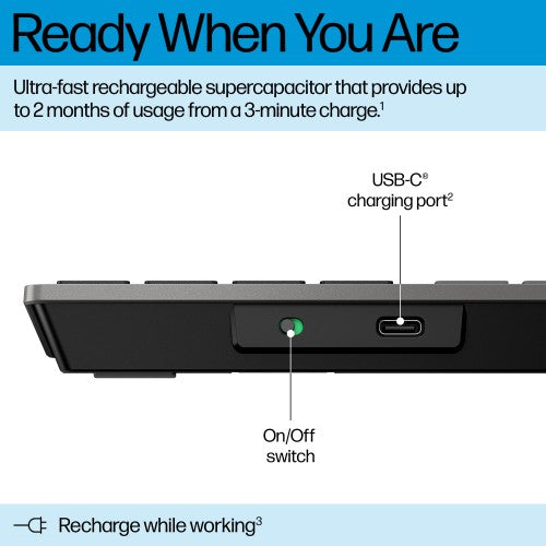 HP 720 Multi-Device Rechargeable Wireless Keyboard