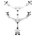 StarTech.com Desk Mount Quad Monitor Arm – Premium Articulating VESA 4 Monitor Mount 2x2 up to 30" (24.8lb/11.3kg) – Ergonomic Height Adjustable Pole Mount - Tilt/Swivel/Rotate - C-Clamp/Grommet - Silver - TAA