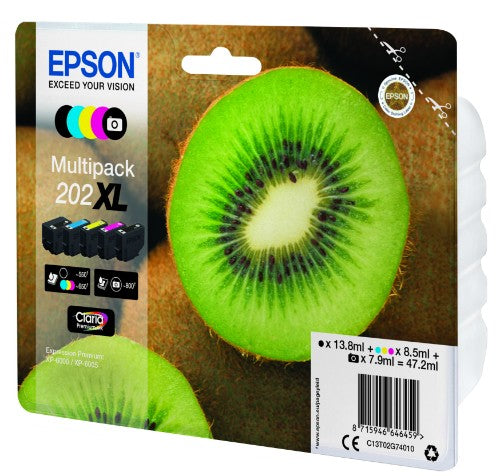 Epson C13T02G74010/202XL Ink cartridge multi pack high-capacity Bk,PhBk,C,M,Y 13,8ml 7,9ml 3x8,5ml Pack=5 for Epson XP 6000