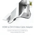 StarTech.com 8in (20cm) HDMI to DVI-D Video Cable Adapter - HDMI Male to DVI Female