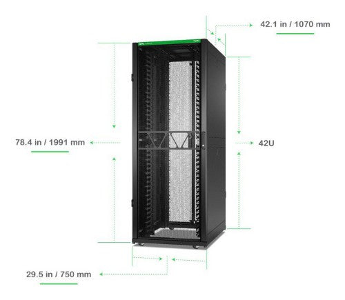 APC NetShelter SX Networking Enclosure, 42U, 1991H x 750W x 1070D mm, wtih Sides, Black