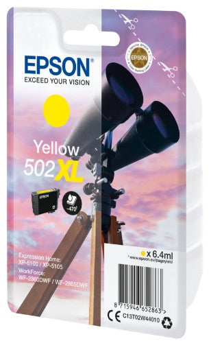 Epson C13T02W44010/502XL Ink cartridge yellow high-capacity, 470 pages 6.4ml for Epson XP-5100