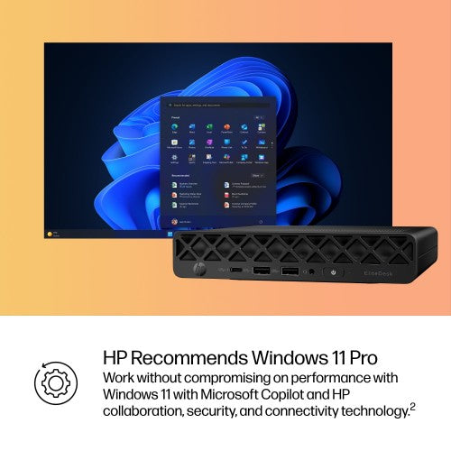 HP EliteDesk 8 Mini G1i Intel Core Ultra 5 235T 16 GB DDR5-SDRAM 512 GB SSD Windows 11 Pro Mini PC AI PC Black