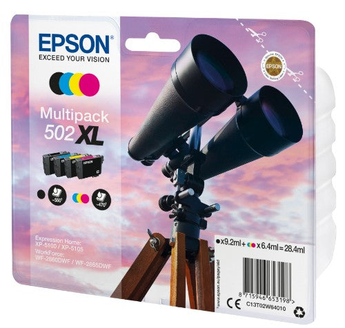 Epson C13T02W64010/502XL Ink cartridge multi pack Bk,C,M,Y high-capacity 28,4ml 9,2ml + 3x6,4ml Pack=4 for Epson XP 5100