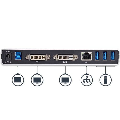 StarTech.com Dual-Monitor USB 3.0 Docking Station with DVI and Vertical Stand