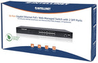 Intellinet 16-Port Gigabit Ethernet PoE+ Web-Managed Switch with 2 SFP Ports, IEEE 802.3at/af Power over Ethernet (PoE+/PoE) Compliant, 374 W, Endspan, 19" Rackmount (UK Power Cord)
