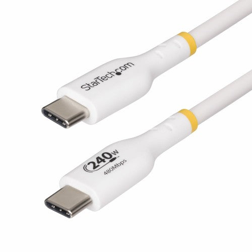 StarTech.com 13ft (4m) USB-C Charging Cable, Charge & Sync, 240W (5A) PD EPR, USB 2.0 Laptop Charger Cable, USB-IF Certified, TPE Jacket - White USB C Charging Cord