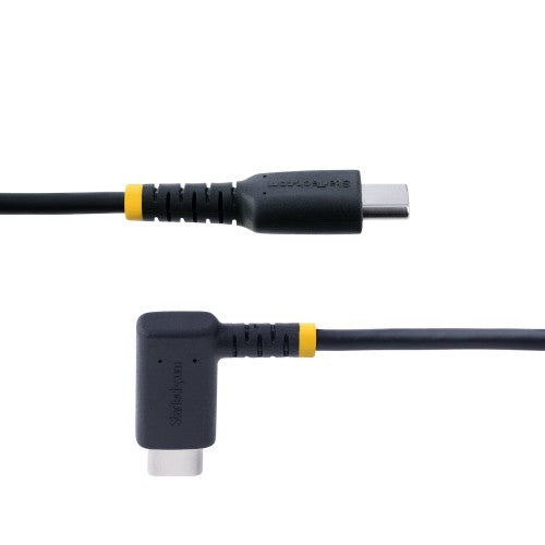 StarTech.com 6in (15cm) USB-C Fast Charging Cable, Rugged, Right-Angled, Charge & Sync, 60W (3A) PD, USB 2.0, TPE Jacket and Aramid Fiber - USB C Charging Cord