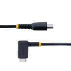StarTech.com 1ft (30cm) USB-C Fast Charging Cable, Rugged, Right-Angled, Charge & Sync, 60W (3A) PD, USB 2.0, TPE Jacket and Aramid Fiber - USB C Charging Cord