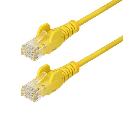 StarTech.com 2.5m Yellow Slim CAT6 Ethernet Cable, Snagless, 100W PoE, UTP, LSZH, 28AWG Pure Bare Copper Wire, Slim RJ45 Network Patch Cord w/Strain Reliefs, Individually Tested