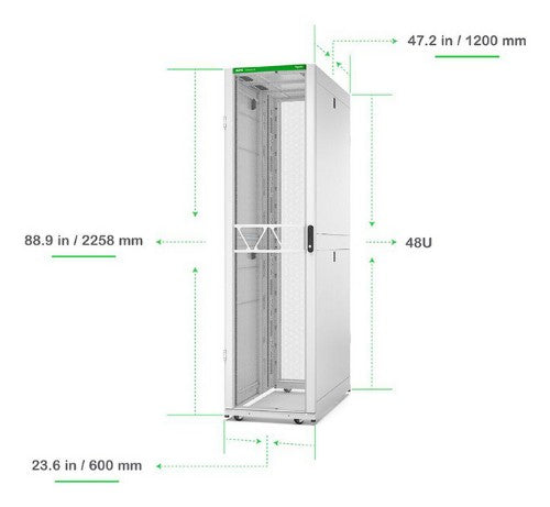 APC NetShelter SX Server Rack Gen 2, 48U, 2258H x 600W x 1200D mm, with Sides, White