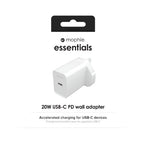 mophie essentials 20W USB-C PD wall adapter Universal White AC Fast charging Indoor