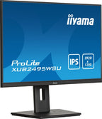 iiyama ProLite 24” 3-side borderless monitor featuring IPS (In-Plane-Switching) panel with a 16:10 aspect ratio and height-adjustable stand