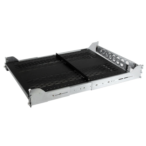 StarTech.com 2U Vented Sliding Server Rack Shelf w/ Cable Management Arm - 27.7 to 31.6in Adjustable Mounting Depth - 50lb - 19" Server Tray Shelf for Equipment Rack - 24in Deep