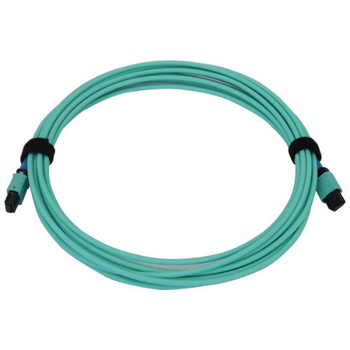 Tripp Lite N846B-05M-24-P 40/100/400G Multimode 50/125 OM3 Fiber Optic Cable (24F MTP/MPO-PC F/F), LSZH, Aqua, 5 m (16.4 ft.)