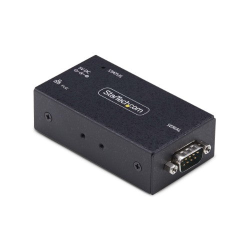 StarTech.com 1-Port Serial to Ethernet Adapter, 802.3af PoE IP Serial Device Server For Remote RS232 Devices, Wall/DIN Rail Mountable, RJ45 LAN to DB9 Serial Converter, TAA