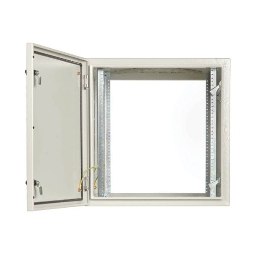 Tripp Lite SRN4G12USDP SmartRack Industrial Enclosure with Lock - NEMA 4, Wall Mount, Metal Construction, Hinged Back, 32 in. Depth, 12U, Gray