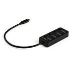 StarTech.com 4 Port Bus Powered USB C Hub with Individual On/Off Switches, USB 3.0 (5Gbps) Expansion Hub, Desktop/Laptop USB-C to USB-A Splitter