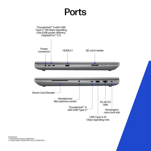 HP ZBook Fury G1i Wolf Pro Security Edition Intel Core Ultra 9 285HX Mobile workstation 45.7 cm (18") WQXGA 128 GB DDR5-SDRAM 1 TB SSD NVIDIA RTX PRO 4000 Blackwell Wi-Fi 7 (802.11be) Windows 11 Pro AI Workstation, AI PC Silver