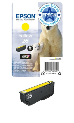 Epson C13T26144012/26 Ink cartridge yellow, 300 pages ISO/IEC 19752 4,5ml for Epson XP 600